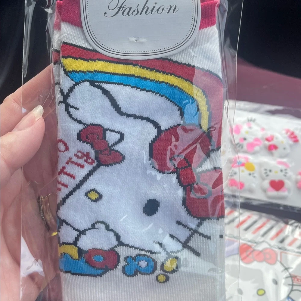 Hello Kitty and My Melody Accessories Set bundle of 6 croc charms socks pen nwt
